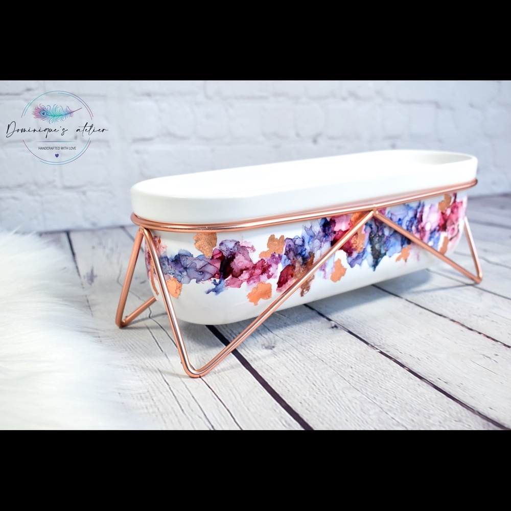 Rose gold, cranberry & navy planter - Picture 4 of 8